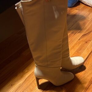 Mango Cream Heeled Boots